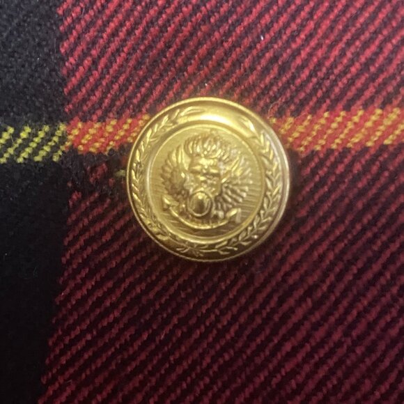 NYGARD COLLECTION Red Wool Tartan Wrap Skirt Plaid Gold Button 12 - Picture 10 of 14